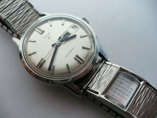What A Beauty Vtg Elgin Automatic Mens Day/date Dress Wristwatch Ez Read 1974