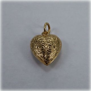 9ct Gold Vintage Heart Pendant Or Charm