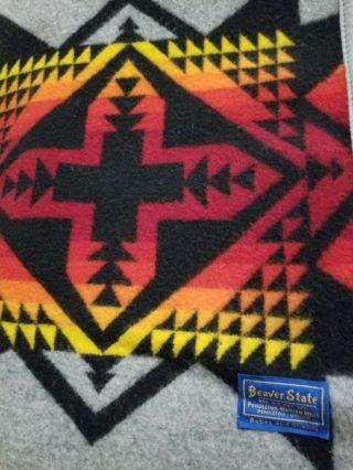 Rare Vintage Pendleton Beaver State Chief Joseph Green Red Black 64x80 Blanket 3