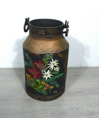 Vintage Milk Can 10 Gal Cast Aluminium 30s 40s Germany Bavaria Alpine Painted