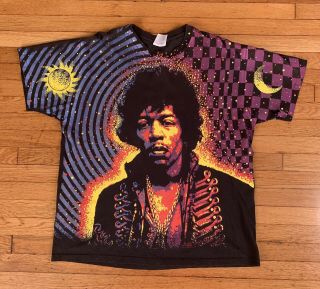 Vintage 90’s Jimi Hendrix Over Print T Shirt Tee Single Stitch Winterland Xl