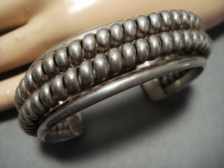 Heavy Thick Spiral Vintage Navajo Sterling Silver Bracelet Cuff Old