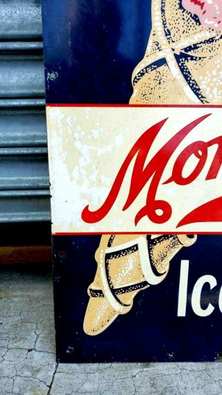 Rare 1959 ' s Monticello ' s Dairy Ice Cream Sign Double Sided 28x20 6