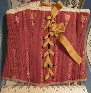 Antique French Fashion Poupee Peau Boned Corset For Antique Bisque Lady Doll