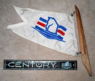 Century Boat Vintage Nameplate Flag Emblem Coronado 1976