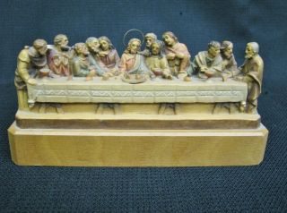 Vintage Anri Hand Carved 6 " Wooden " The Last Supper " Figurine Statue