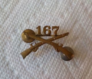 Rare Vintage Military Army Hat Badge 167 Infantry Brass Old Alabama Pin Known