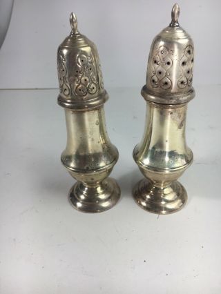 Vintage B & M Sterling Silver Salt And Pepper Shakers Sterling 40 Initialed Sm