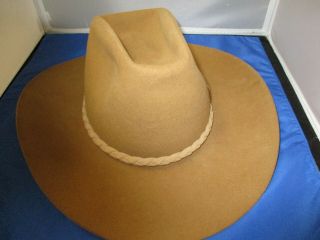 Mens Vintage Stetson Bark Color 4x Beaver Cowboy Hat,  Size 7 5/8