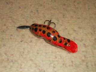 1930 Bud Stewart Crippled Crab Red & Black Spotted Wood 3.  5 " Fishing Lure -