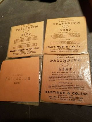 Vintage Palladium Leaf,  Hastings & Co,  3 Envelopes,  25 Leaves,  1 Unsealed