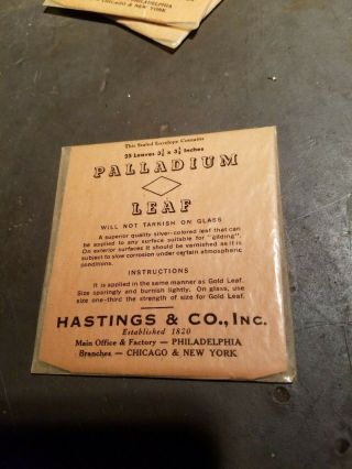 Vintage PALLADIUM LEAF,  Hastings & Co,  3 Envelopes,  25 Leaves,  1 Unsealed 2