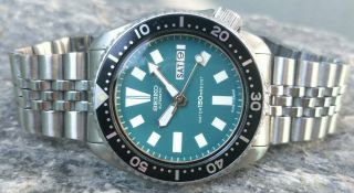 Vintage Seiko Diver 6309 - 729a Green Slim Turtle Automatic Men 
