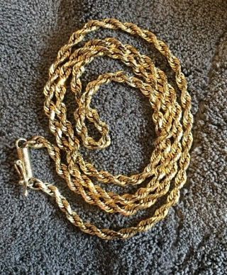 Estate Vintage Classic 10k Yellow Gold Rope Chain Necklace 20” 3mm 12 Gr