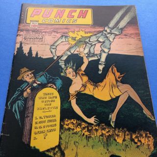 Punch Comics 13 Very Rare GGA Skeleton Hand Tombstone Cover 1945 2