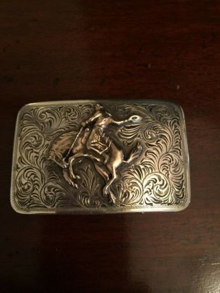 Fritch Bros Bronc Rider Sterling Silver Western Buckle - Bohlin,  Sunset Trials