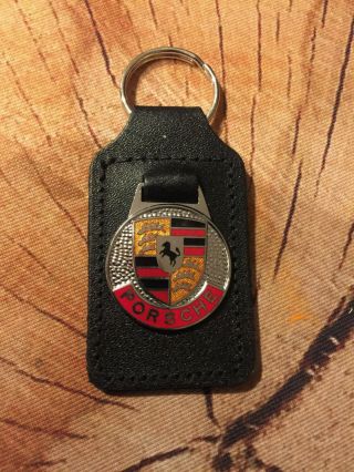 Rare Vintage Porsche Key Chain Fob Leather 901 550 928 944 911 356