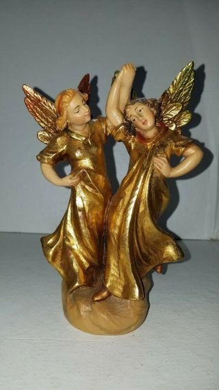 Vintage Rare Artist Proof Anri Italy Gold Leaf Dancing Angels Wood Carving