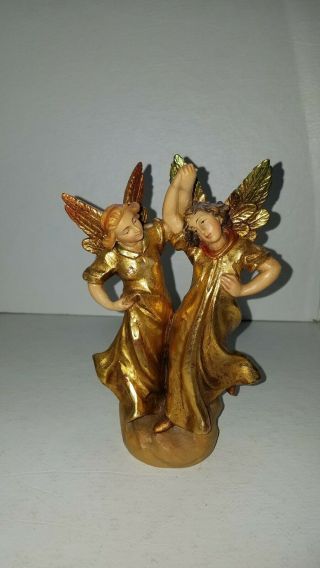 Vintage Rare Artist Proof Anri Italy Gold Leaf Dancing Angels Wood Carving 2