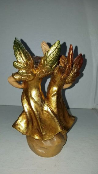 Vintage Rare Artist Proof Anri Italy Gold Leaf Dancing Angels Wood Carving 4