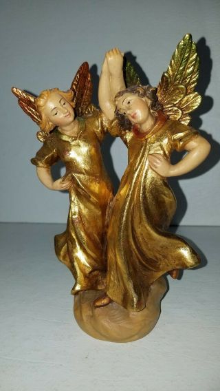 Vintage Rare Artist Proof Anri Italy Gold Leaf Dancing Angels Wood Carving 6