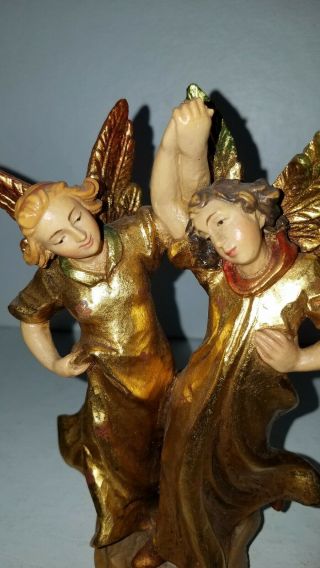 Vintage Rare Artist Proof Anri Italy Gold Leaf Dancing Angels Wood Carving 7