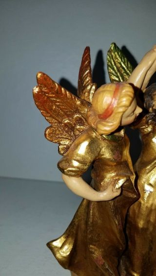 Vintage Rare Artist Proof Anri Italy Gold Leaf Dancing Angels Wood Carving 8