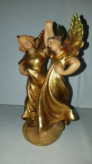 Vintage Rare Artist Proof Anri Italy Gold Leaf Dancing Angels Wood Carving 9