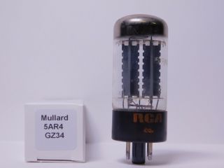 Mullard (rca) 5ar4 Gz34 F32 Vintage 1968 Rectifier Tube Black Plate Round Getter
