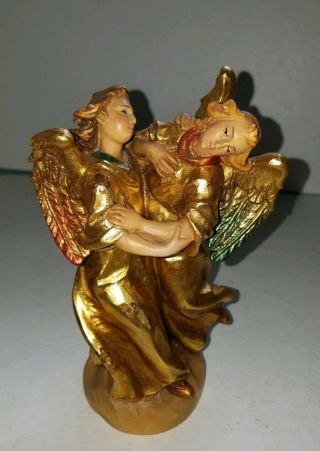 Vintage Rare Artist Proof Anri Italy Gold Leaf Dancing Angels Wood Carving P 2