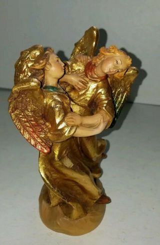 Vintage Rare Artist Proof Anri Italy Gold Leaf Dancing Angels Wood Carving P 2 3