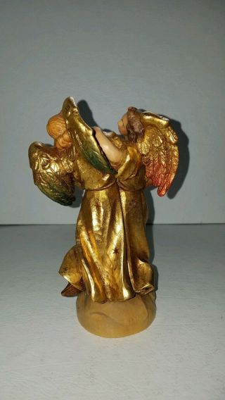 Vintage Rare Artist Proof Anri Italy Gold Leaf Dancing Angels Wood Carving P 2 4