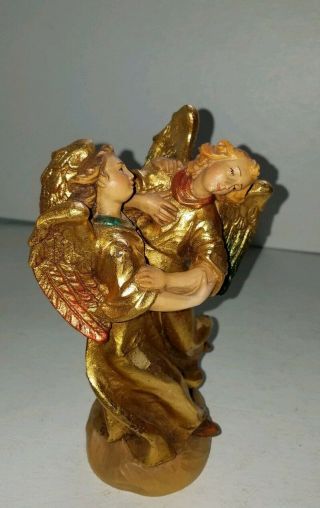 Vintage Rare Artist Proof Anri Italy Gold Leaf Dancing Angels Wood Carving P 2 8