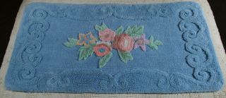 Vintage Large Chenille Bathroom Rug 1950 Floral Curlicues,  Seat Cover Vfc Rare