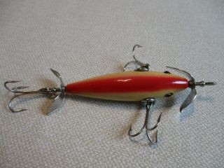 E,  Early Pflueger 3 Hook Minnow in Hard to Find Color W/Hand Painted Gill Marks 2