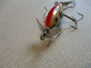 E,  Early Pflueger 3 Hook Minnow in Hard to Find Color W/Hand Painted Gill Marks 4