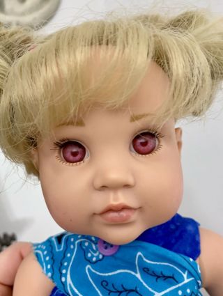 Vintage Pink Purple Eyed Gotz Doll 16” 040 Unique Toddler Girl