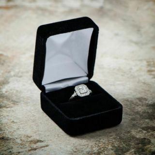 2.  40Ct Asscher Diamond Vintage Art Deco Halo Engagement Ring 14K White Gold Over 5