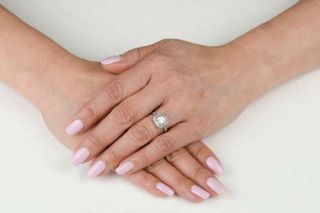 2.  40Ct Asscher Diamond Vintage Art Deco Halo Engagement Ring 14K White Gold Over 6