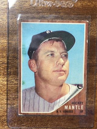 1962 Topps Mickey Mantle Ungraded Poor - Vintage Hof Yankees