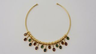 Monet Vintage Cabochon Rhinestone Statement Collar Necklace Jewels Of India