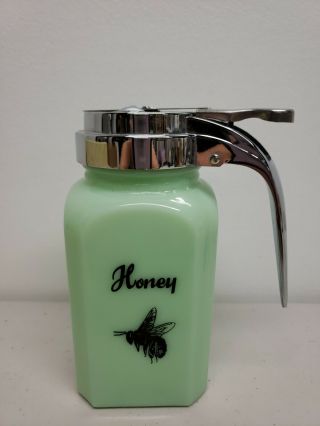 Vintage Anchor Hocking Fire King Jadeite Honey Jar Glass Can