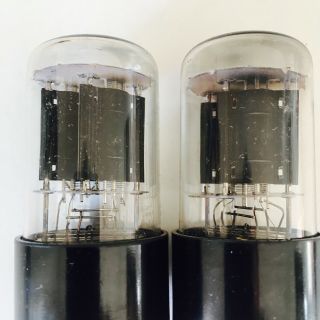 6SN7GT BRIMAR NOS RARE MATCHED PAIR ROUND BLACK PLATE D GETTER TUBES 11