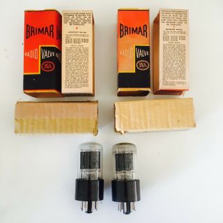 6sn7gt Brimar Nos Rare Matched Pair Round Black Plate D Getter Tubes
