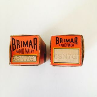 6SN7GT BRIMAR NOS RARE MATCHED PAIR ROUND BLACK PLATE D GETTER TUBES 3