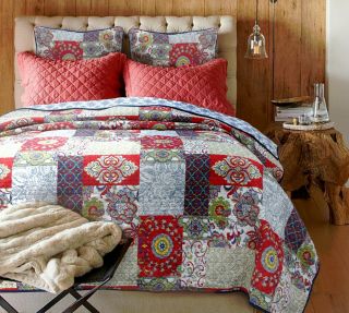 Vintage Garden Reversible Cotton Quilt Set,  Bedspreads,  Coverlet