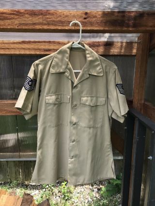 Vintage Us Navy Officer Uniform Ww2 Military Shirt Patch Tan Sh - 1505 Mans Cotton