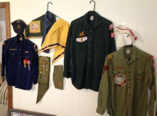 Vintage Bsa & Cub Scout Shirts Badges Scarfs Memorabilia,  Circa 1948 - 1958