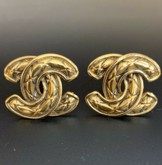 Authentic Chanel Gold Cc Vintage Earrings