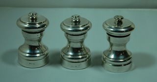 Vintage Sterling Silver Pepper Mills - 2.  5 " Tall - Set Of 3 - Non -